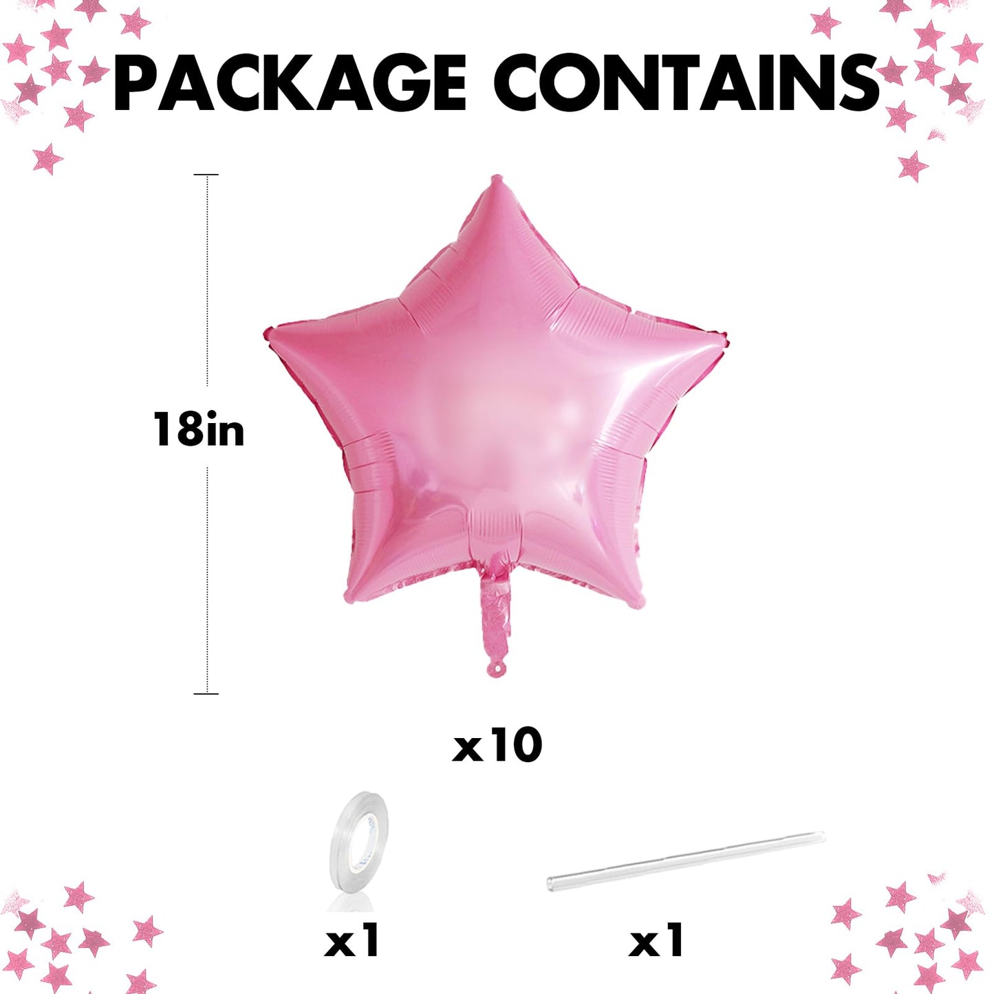 Pink Star Foil Balloons, 18 Inches Star Foil Balloons For Helium, 10 Pcs Light Pink Helium Birthday Balloons, Graduations Party