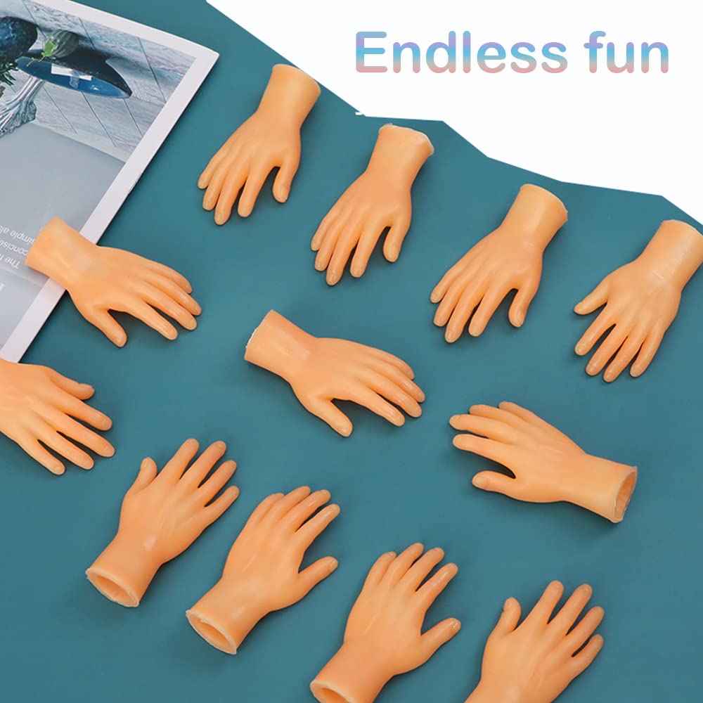 20Pcs Tiny Hands Finger Puppets, Miniature Small Hands Realistic Design Mini Prank Hand Gag Performance Party Favors, 10 Left & 10 Right