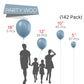 Partywoo Light Grey Blue Balloons, 142 Pcs Boho Blue Balloons Different Sizes Pack Of 18 Inch 12 Inch 10 Inch 5 Inch Pale Blue Balloons For Balloon Garland Balloon Arch As Party Decorations, Blue-F55
