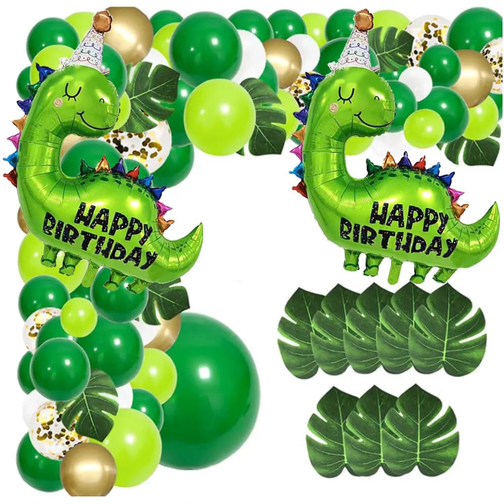 Samoka Large Green Dinosaur Balloons,2 Pcs 35 Inch Birthday Decoration Balloons,Birthday Decoration Balloons For Kids,Happy Birt
