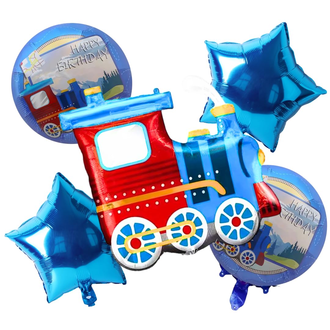 Party Decorz Train Birthday Foil Balloon Set 5 Pcs For Kids Party