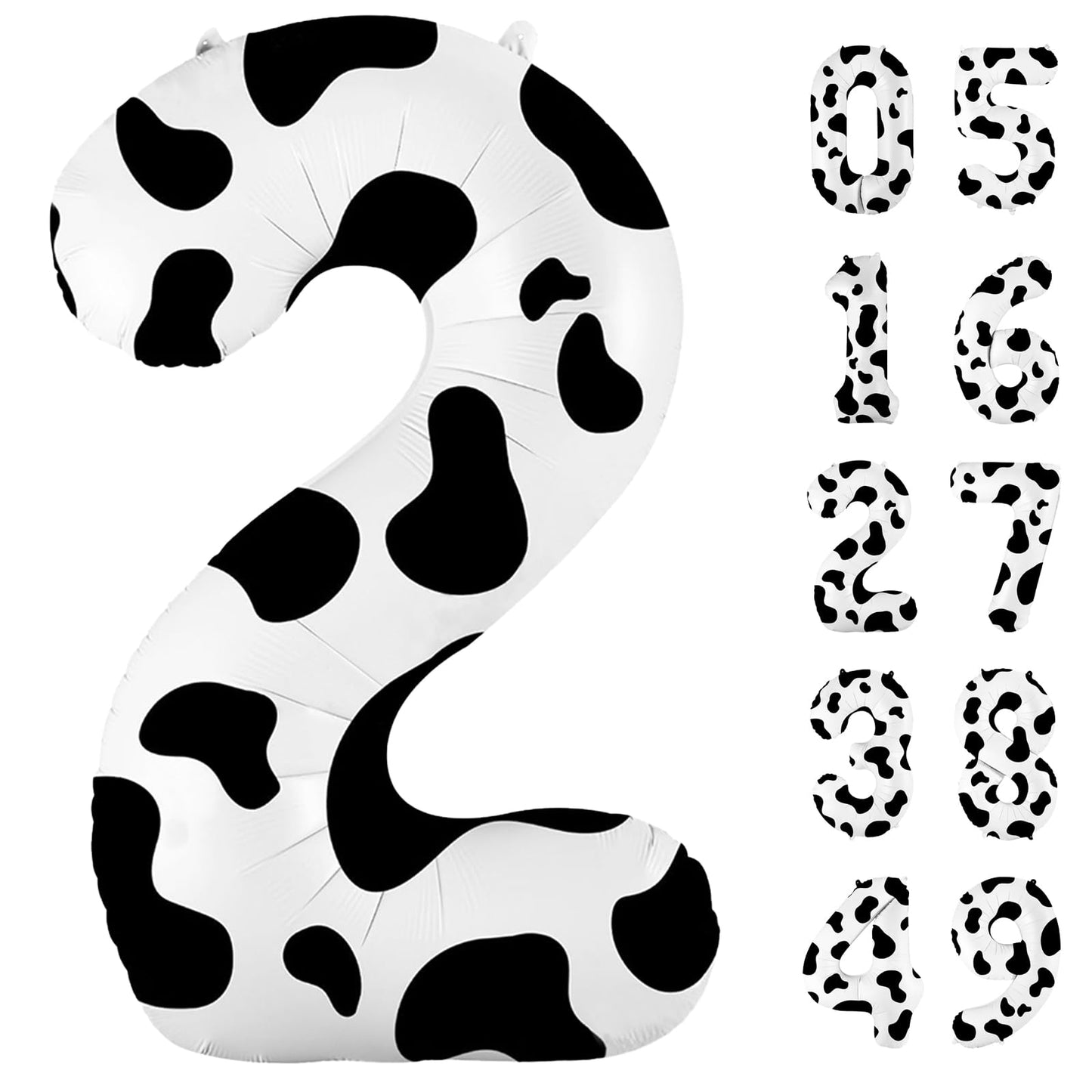 40 Inch Cow Print Balloon, Number 2 Balloons Cow Balloons For 1St Birthday Decoration, Large Cow Number Balloons For Western Par