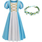 Youfenlove Renaissance Medieval Dress Princess Dress Girls Irish Costume Cosplay Retro Gown Birthday Halloween Xmas Party (Blue,