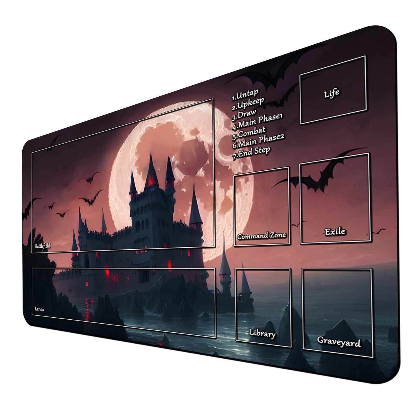 Mtg Game Playmat, Unique Design Tcg Play Mat For Mtg Tcg 24 X 14 Inches Trading Card Inked Game Playmats With Storage Bag