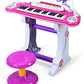 Costzon 37-Key Kids Piano Keyboard Toy  Toddler Electronic Musical Instrument Educational Toy w/Microphone  Multiple Sounds  Record Playback  Lights & Stool  Birthday Gift for Girls Boys Age 3+  Pink