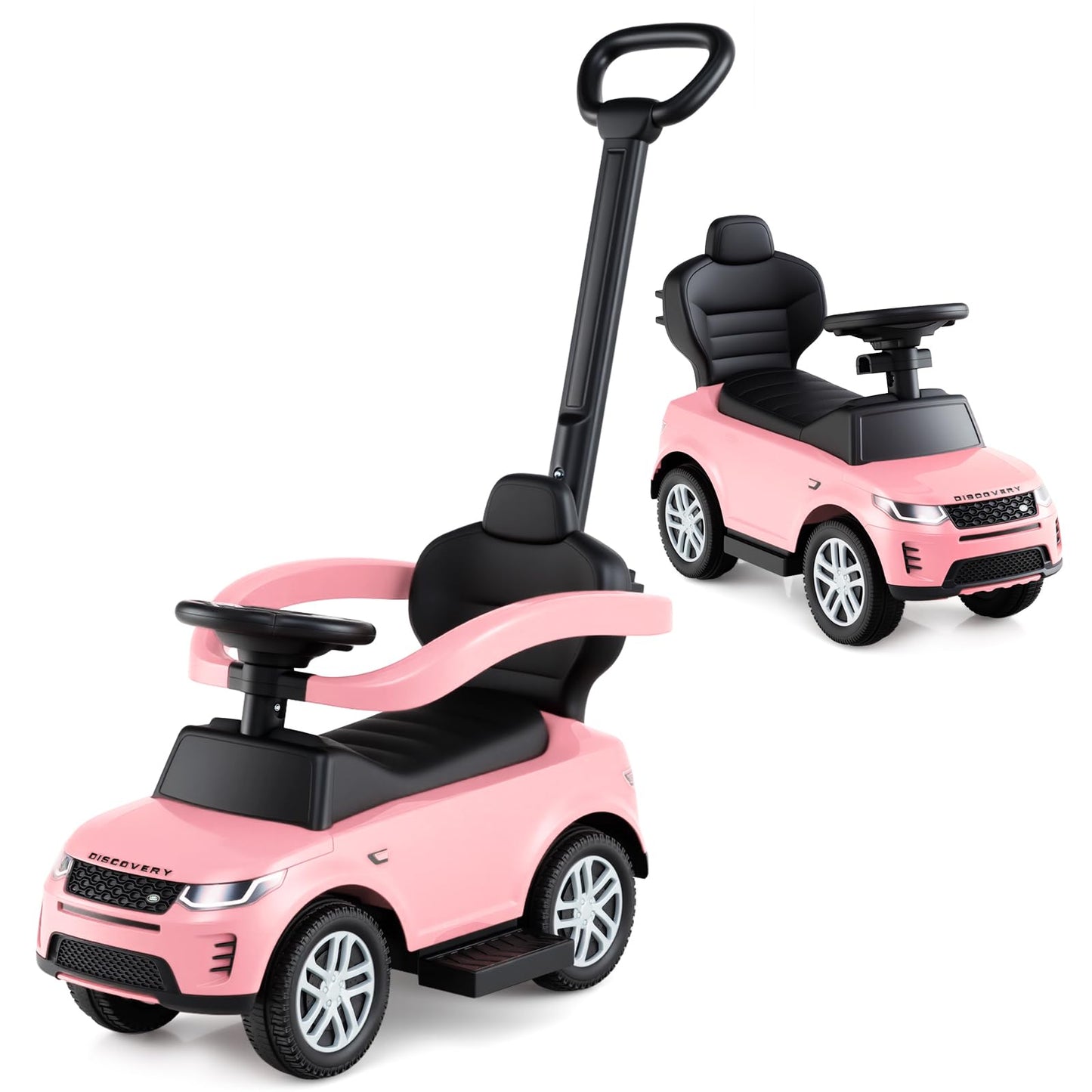 OLAKIDS Push Car for Toddlers  3 in 1 Licensed Landrover Baby Ride on Toy with Parent Control Handle Safe Guardrails  Kids Sliding Walker with Under Seat Storage Horn for Boys Girls (Pinkish)