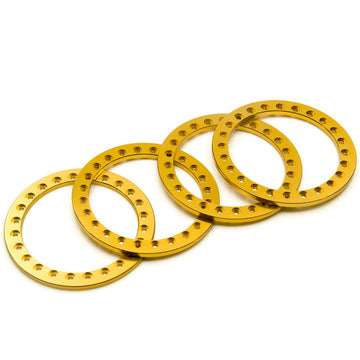 RCLIONS 4pcs Aluminum Replacement Wheel Rim Beadlock Ring for 1:10 RC Crawler Car 2.2'' RC Wheels/Rims (Gold)