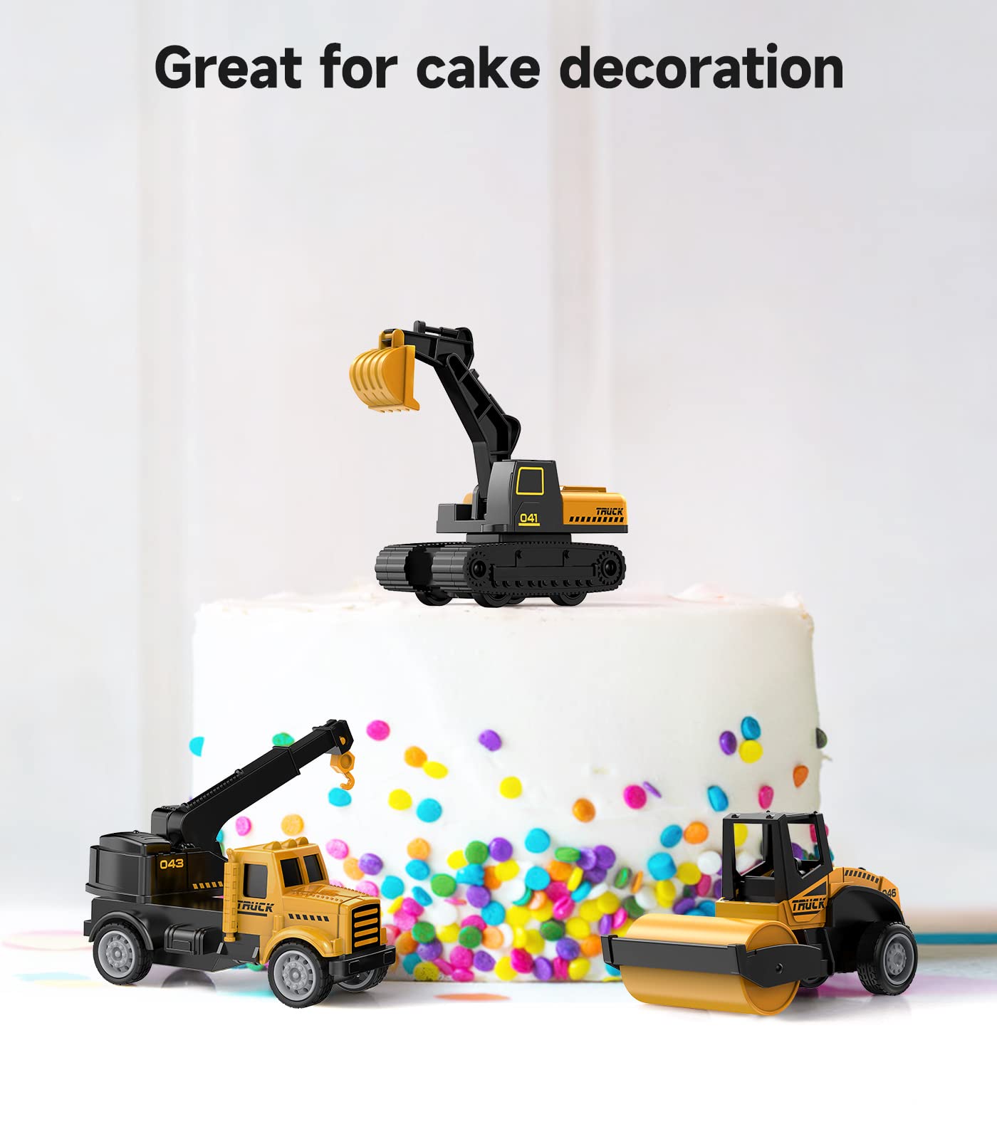 Geyiie Alloy Small Construction Cars Vehicles, Die Cast Mini Construction Truck Toys, Heavy Duty Bulldozers Excavator Cement Dum