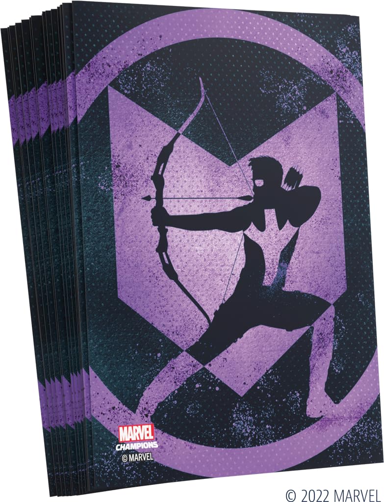 Gamegenic Marvel Champions The Card Game Official Hawkeye Art Sleeves | Pack Of 50 Art Sleeves And 1 Clear Sleeve | Card Game Holder | Use With Tcg And Lcg Games | Made By Fantasy Flight Games