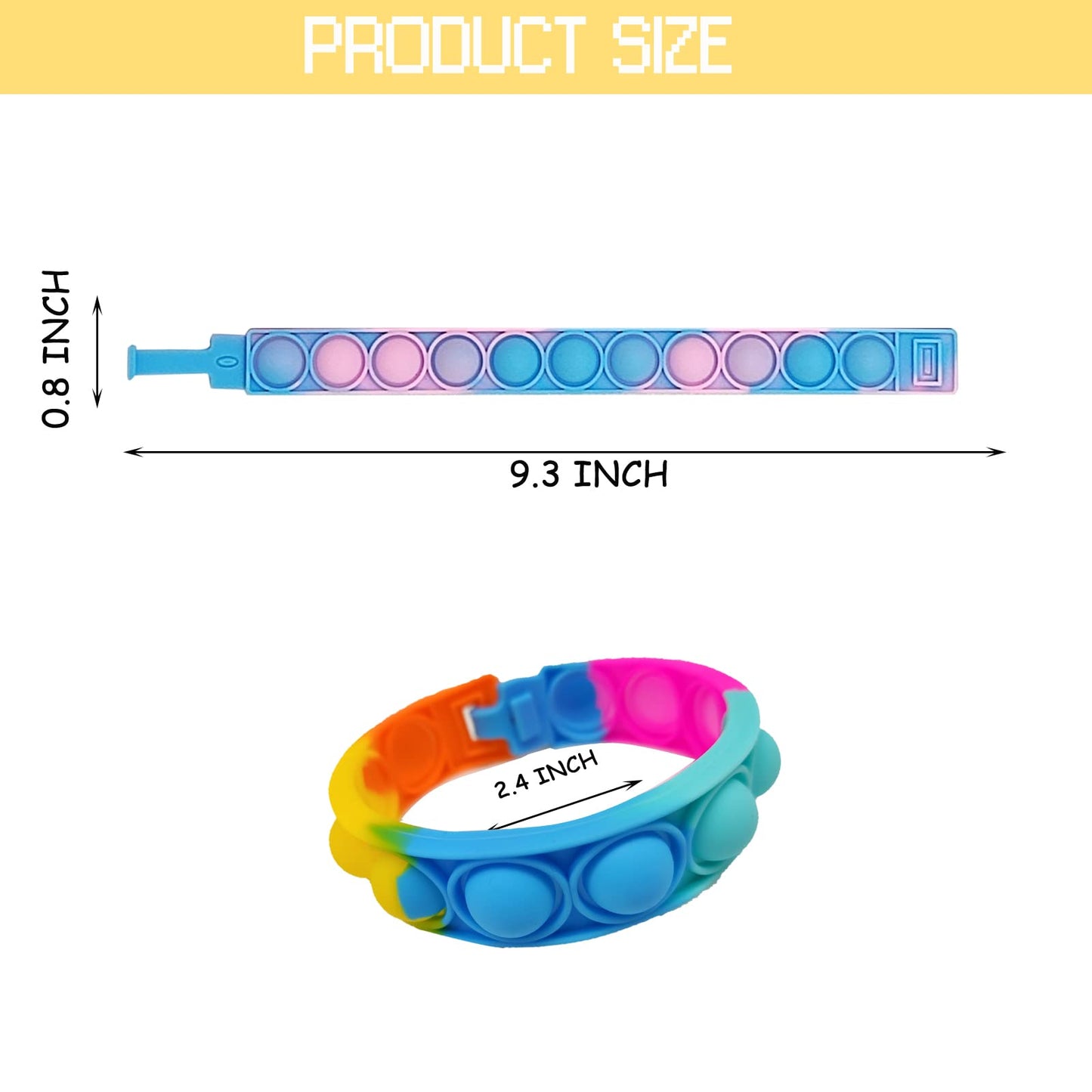 60 Pcs Pop Bracelet Bubble Fidget Toys for Party Favors  Hand Finger Silicone Wristband Bulk for Student Classroom Prize  Goodie Bag Fillers Easter Egg Basket Stuffers Christmas Valentine Gift for Kid