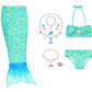 FancyDressWale Girls Fancy Dress Costume Set with Skirt, Top, Bottom & Accessories | Kids Party & Role Play Outfit (BlueGreen, 