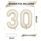 Biapian 40 Inch Cream Number 30 Balloon, 30Th Birthday Balloons, Big Digital 30 Beige White Giant 30 Foil Balloon Helium For Men