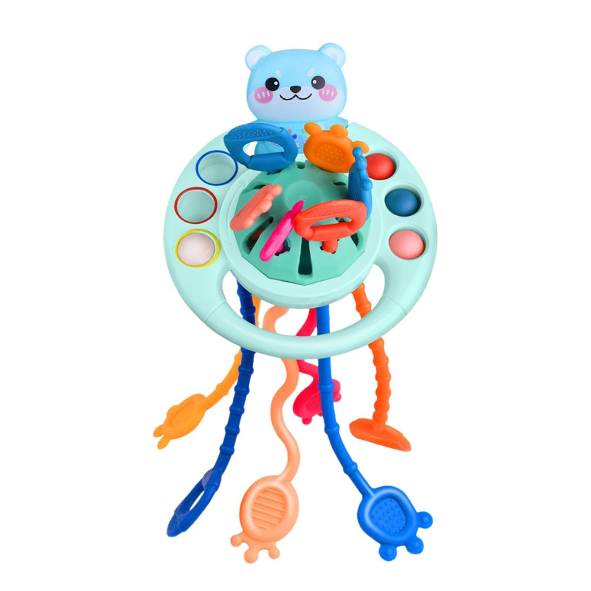 Ilsmysutra Travel Pull String Activity Toy Montessori Toys For Kids Toddlers Boys Girls Blue Bear