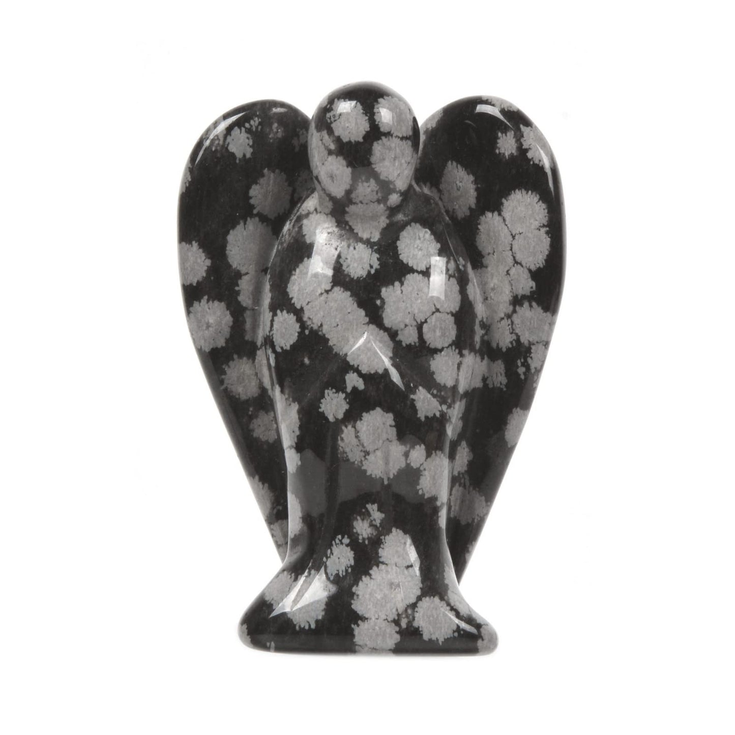 Justinstones Carved Snowflake Obsidian Gemstone Peace Angel Pocket Guardian Angelhealing Statue 2 Inch