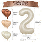 Biapian 40 Inch Cream Number 2 Balloons, Cream White Large 2Nd Birthday Balloons With 18'' Foil Cream Heart Balloon Helium For 2
