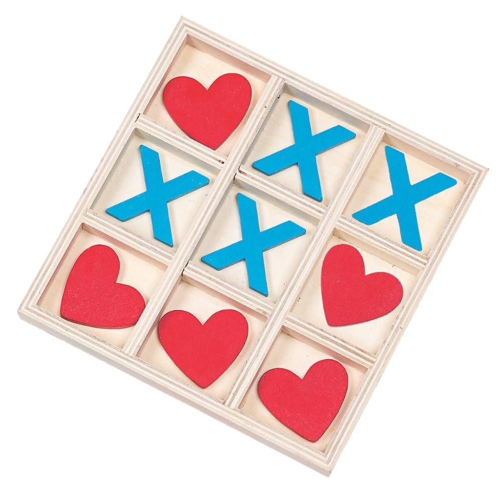 Fun Express Valentine Wooden Tic Tac Toe Game - Toys - 10 Pieces