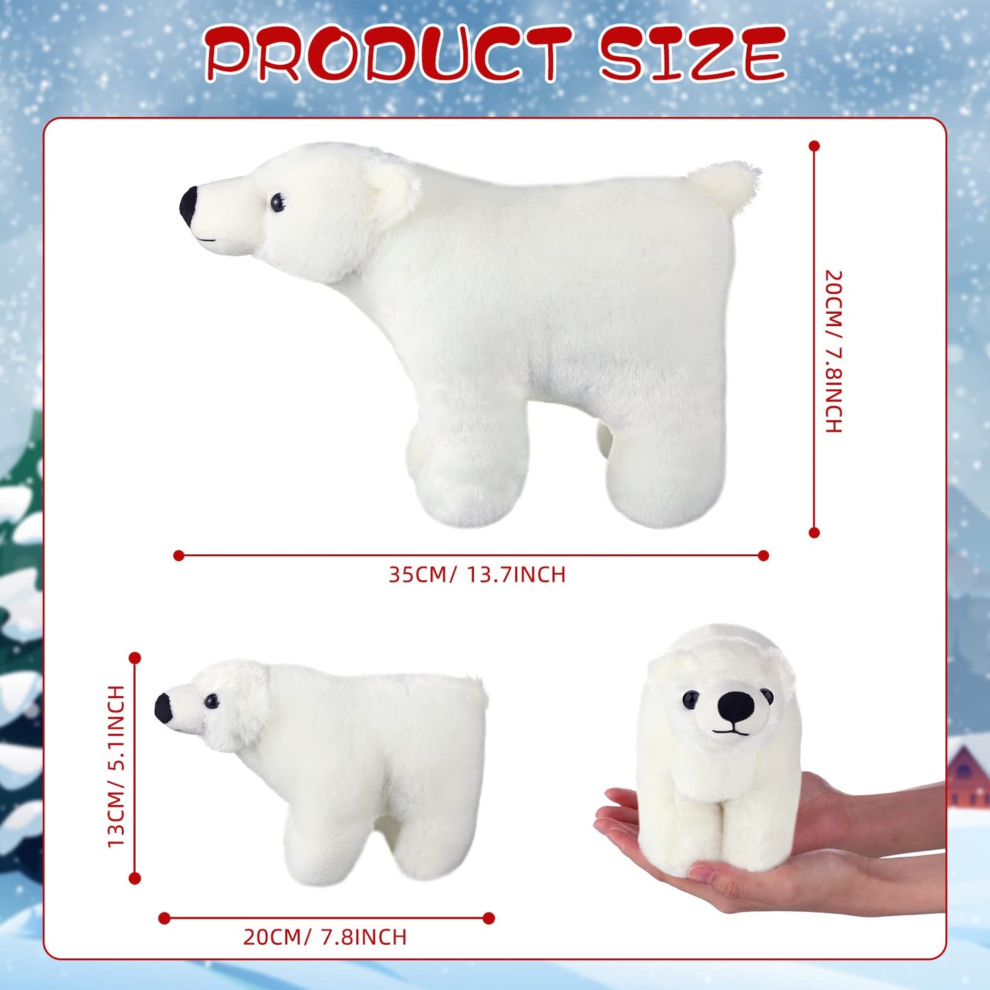 Zubebe 4 Pcs Polar Bear Stuffed Animal Set Large White Stuffed Bear Soft Polar Bear Plush Toy Cuddly Bear Gifts For Birthday Chr