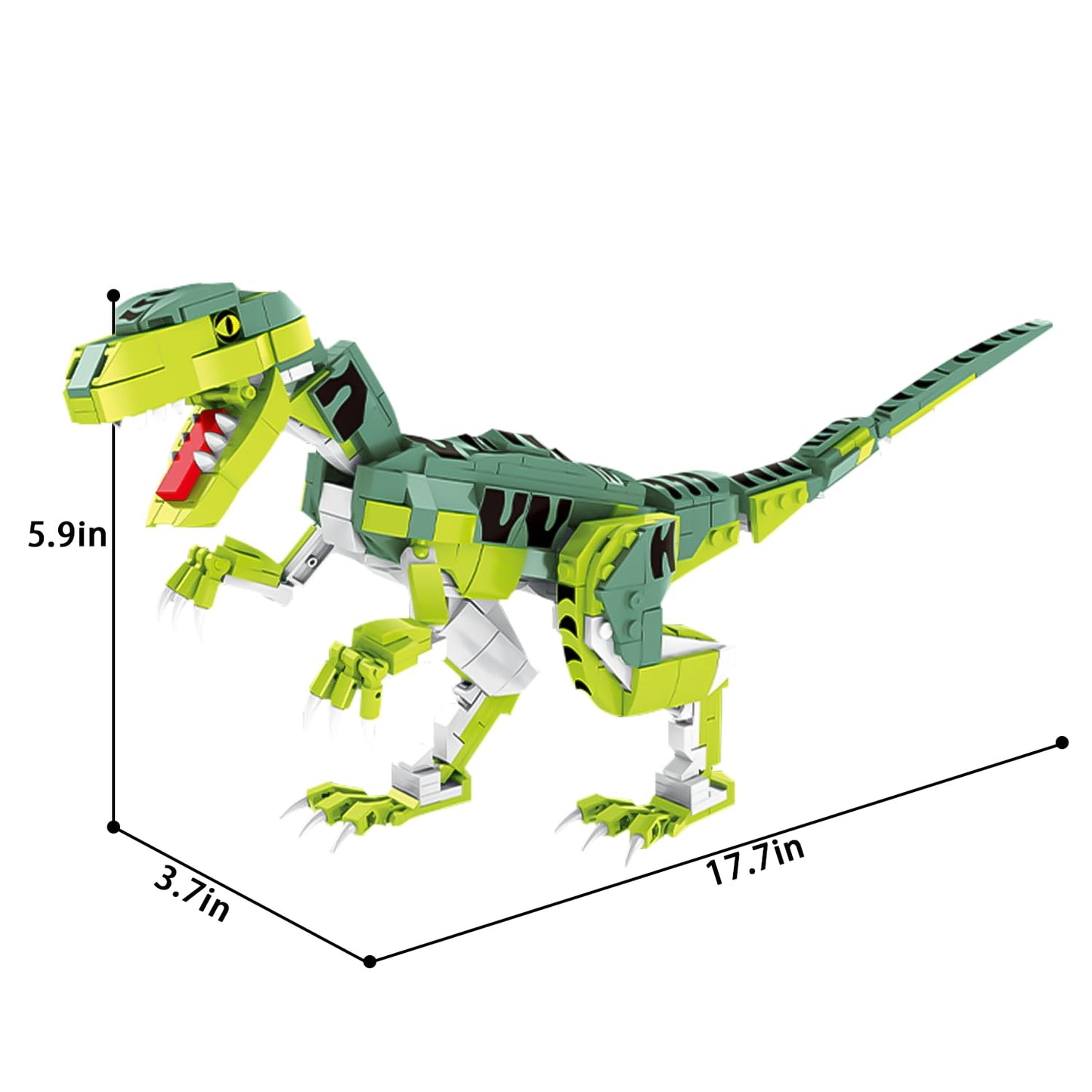 Sienon Creator Velociraptor Dinosaur Building Toy Set, Dinosaur Park World Dominion Raptor Model Toy Building With Movable Jaw, Neck And Joints, 16.3” Dinosaur Toys For Kids 6-14 Years Old (533 Pcs)