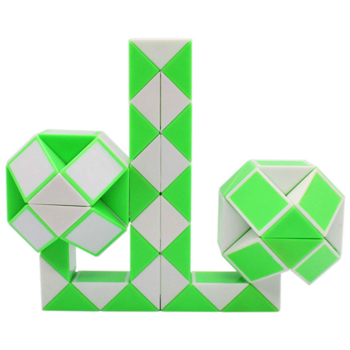 Mipartebo Magic Snake Cube Twist Puzzle - Large Green Fidget Toy, 72 Wedges, PS Plastic, Gift for Kids & Teens