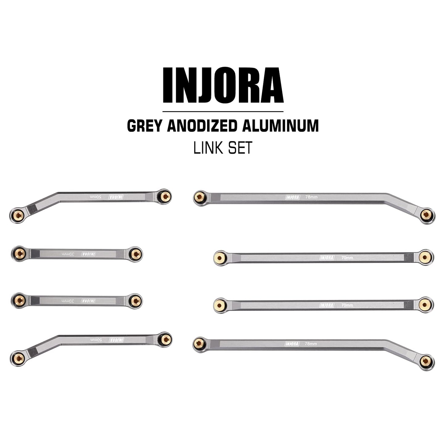 INJORA High Clearance Front 4 Links Set for SCX24 Gladiator Dodge Power Wagon 1/24 RC Crawler Car Axial, 8PCS (Grey)