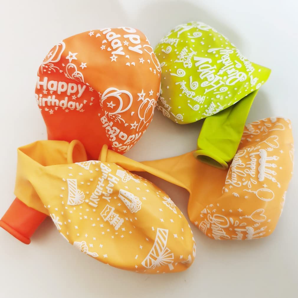 Taihebb Orange Birthday Balloons, 50 Pcs Letter Print Balloons For Girls, Birthday Party Decoration, Suitable For Baby Shower