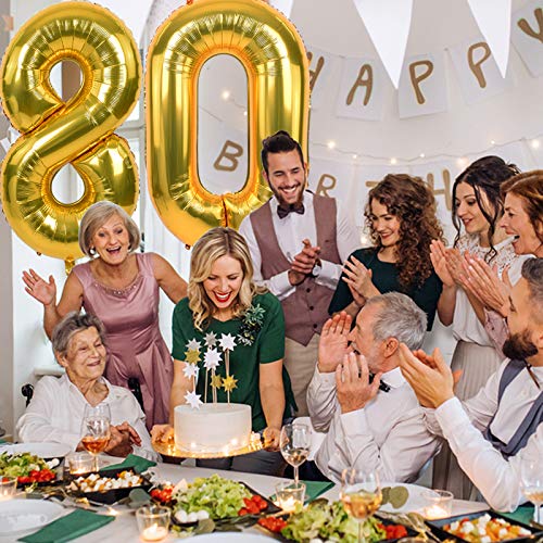Toniful 40 Inch Gold Large Numbers Balloon Birthday Party Decorations, Foil Mylar Big Number Balloon Digital 60 For 60Th Birthda