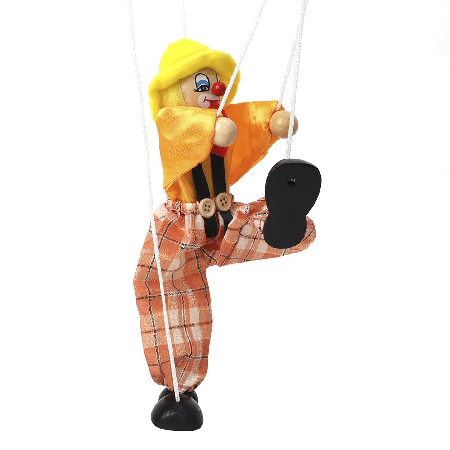 Bxt Hand Puppet Clown Wood Marionette Toys Pull Strings Puppet Doll Movable Hands And Feet,Xmas Parent-Child Interactive Fun Toy