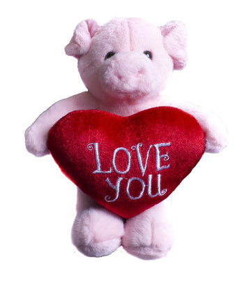Plushland Stuffed Animal With Red Heart - Love You- Plush Animals Toy For Kids & Adults - Embroidered Heart Pillow -8 Inches (Pi