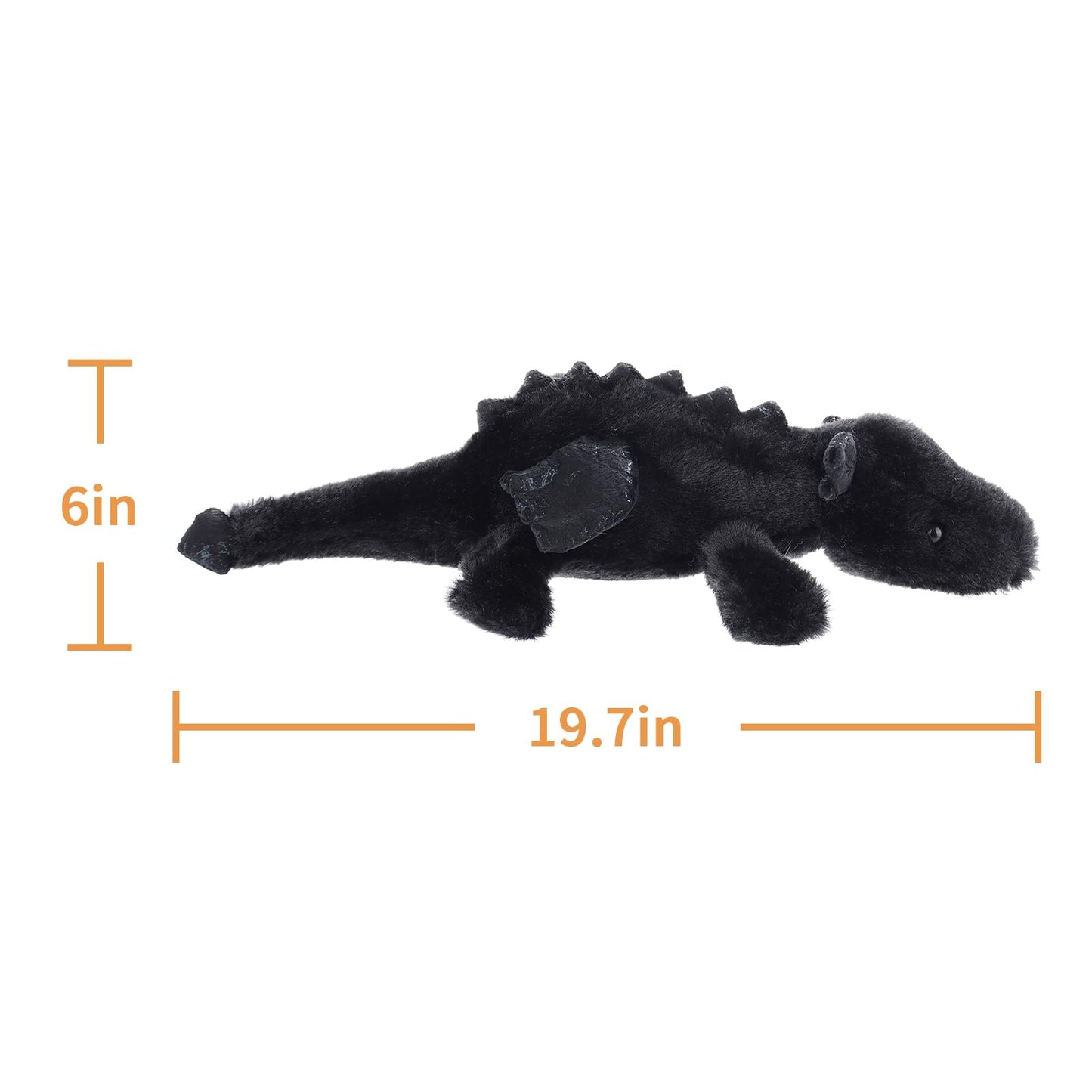 Apricot Lamb Lying Dragon Plush Stuffed Animals For Kids, Soft Cute Dinosaur Plushies Toys For Baby Girl And Boy, Fluffy Lying Dragon Black 19.7 Inches