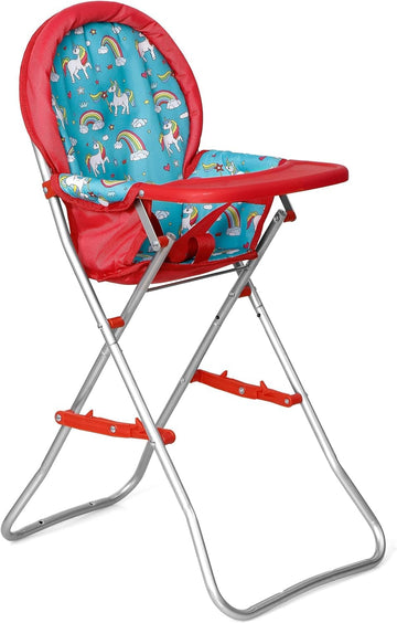 Fash N Kolor Baby Doll High Chair With Tray, Fits Up To 20 Inch Baby Dolls, Flower Print Toddler Furniture Toy High Chair (Limit
