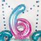 40 Inch Balloon Number 6 Blue Pink, Large Foil Mermaid 6 Balloons Number For Women, Starry Rainbow Globos De Numero 6 Helium Bal