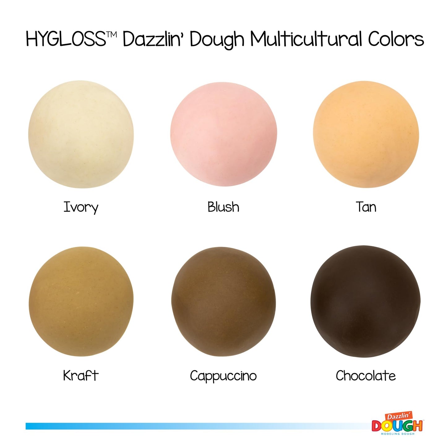 Hygloss Play Modeling Dough - Multicultural Skin Color Dough Unscented - Safe & Non-Toxic for Kids Arts & Crafts - Party Favors