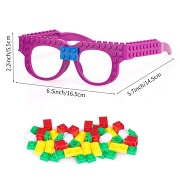 Hxezoc 12 Pcs Diy Building Bricks Glasses Building Blocks Games For Kids Creative Building Block Glasses Party Favors, Carnival Birthday Party Games Supplies