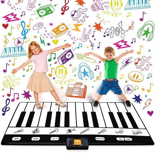 Play22 Floor Piano Mat For Toddlers 71' - 24 Keys Piano Play Mat - Keyboard Playmat Has Record, Playback, Demo, Play, Adjustable Vol. - Best Piano Gift For Boys & Girls