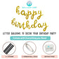 Balloon Vibe Gold Happy Birthday Balloon Banner - Script/Cursive Gold Mylar Foil Letters Banner For Birthday Decor - Happy Birth