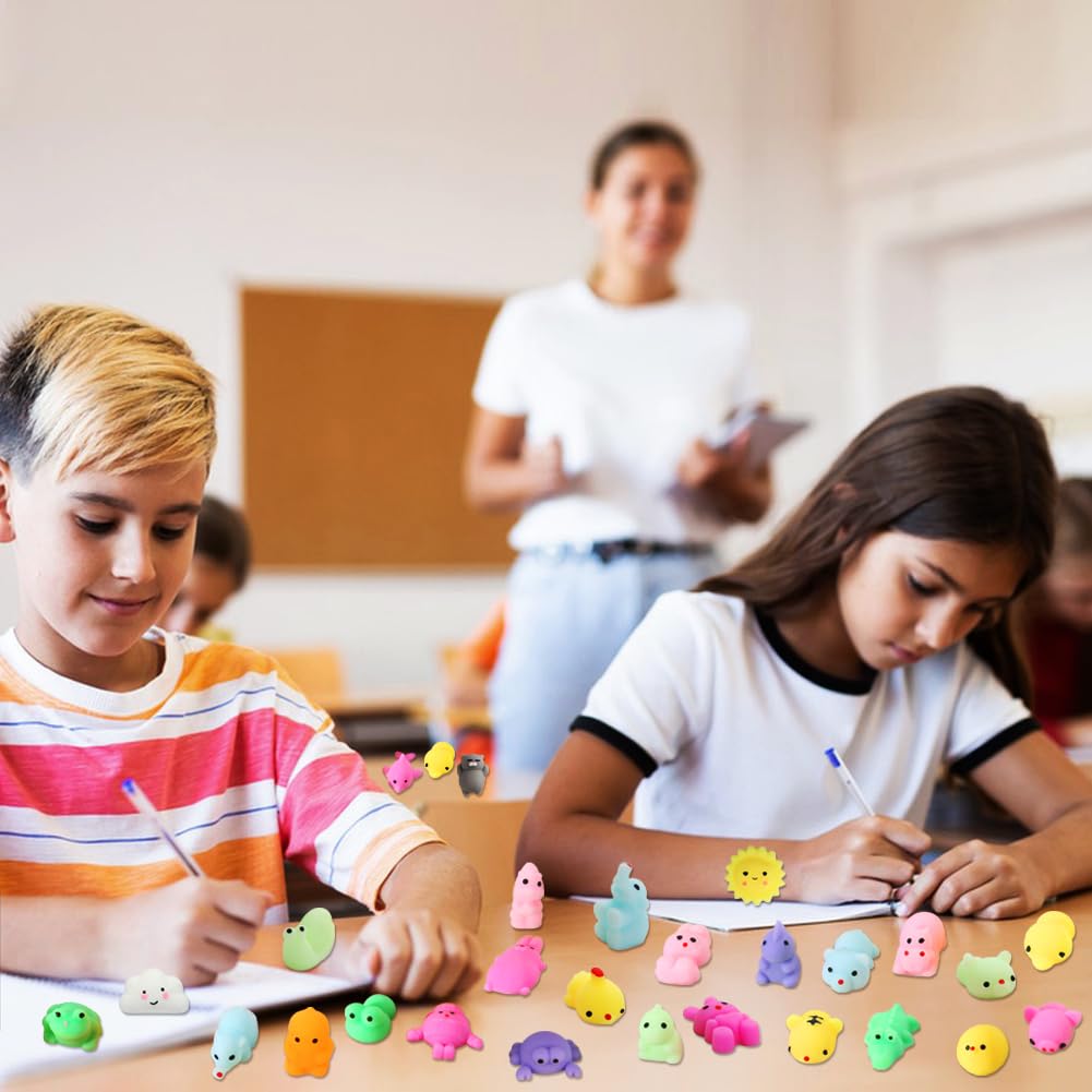 KINGYAO 40 Pack Squishy Toys - Multi-color Kawaii Animals, Party Favors & Stress Relief for Kids Ages 4-12, Fun Goodie Bag Stuffers