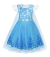 Wonderbabe Girls Princess Snow Queen Dress Costume Halloween Birthday Party Dress Up For Toddler Girl Kids Size 5-6T