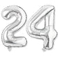 Flyloons 24 number Silver Foil Balloon 16 inch Size Birthday Decoration Items Pack of 2 | 24th Year Balloons | Twenty Four