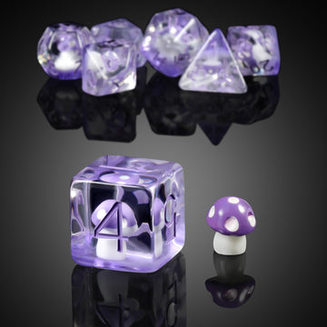 Mushroom Resin Dice Set D&D, DNDND 7PCS D&D Dice Set with Gift Velvet Bag for Dungeons and Dragons Role Playing Games and Tablet