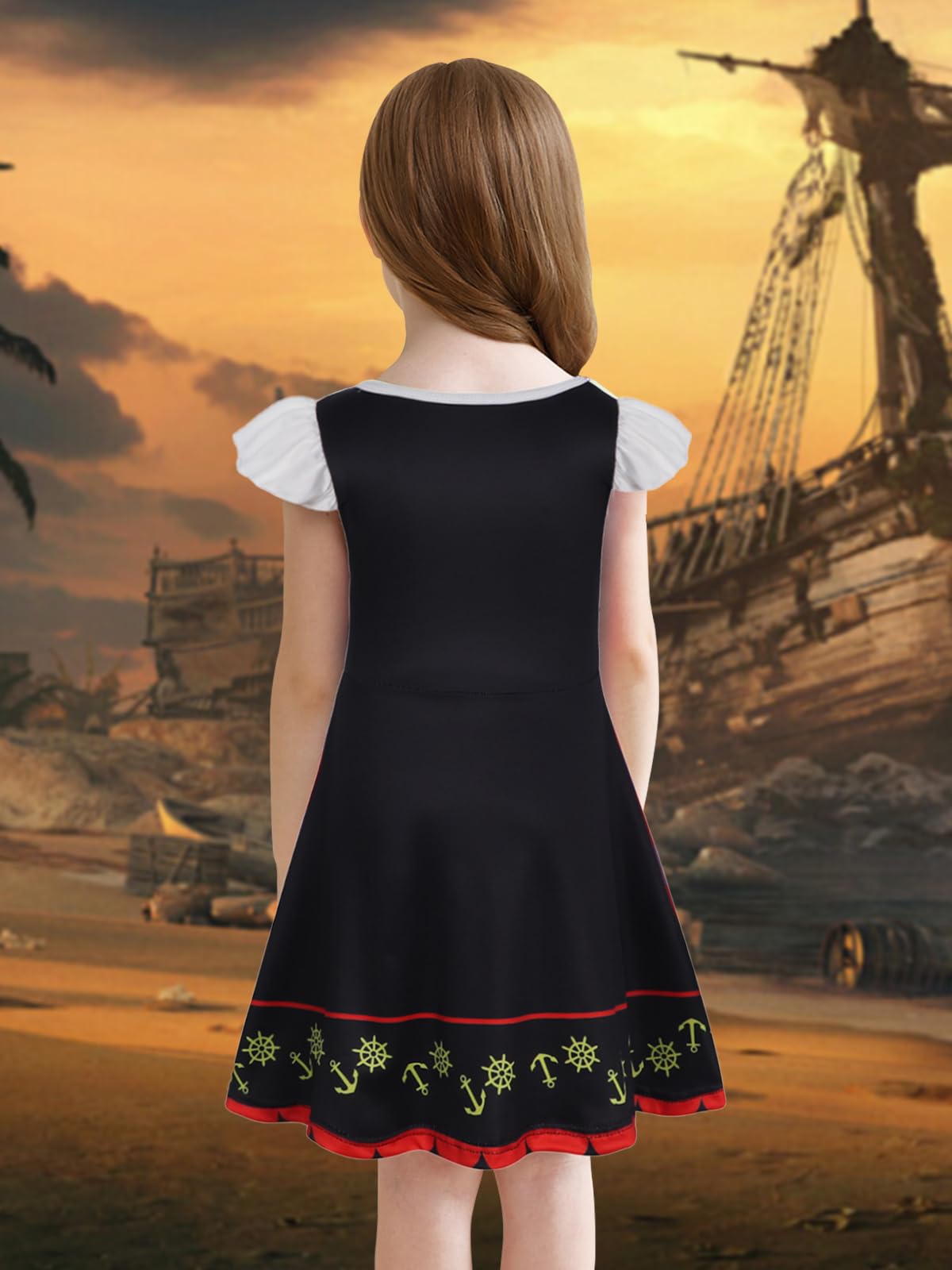 Eledobby Pirate Costume for Girls Buccaneer Dress Kids Halloween Outfits Birthday Party Cosplay Dresses 3T 4T