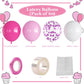 Haolongfa Pink Balloons,60Pcs Pink White Balloons Magenta Confetti White Balloon For Girls Theme Birthday Baby Shower Bridal Sho