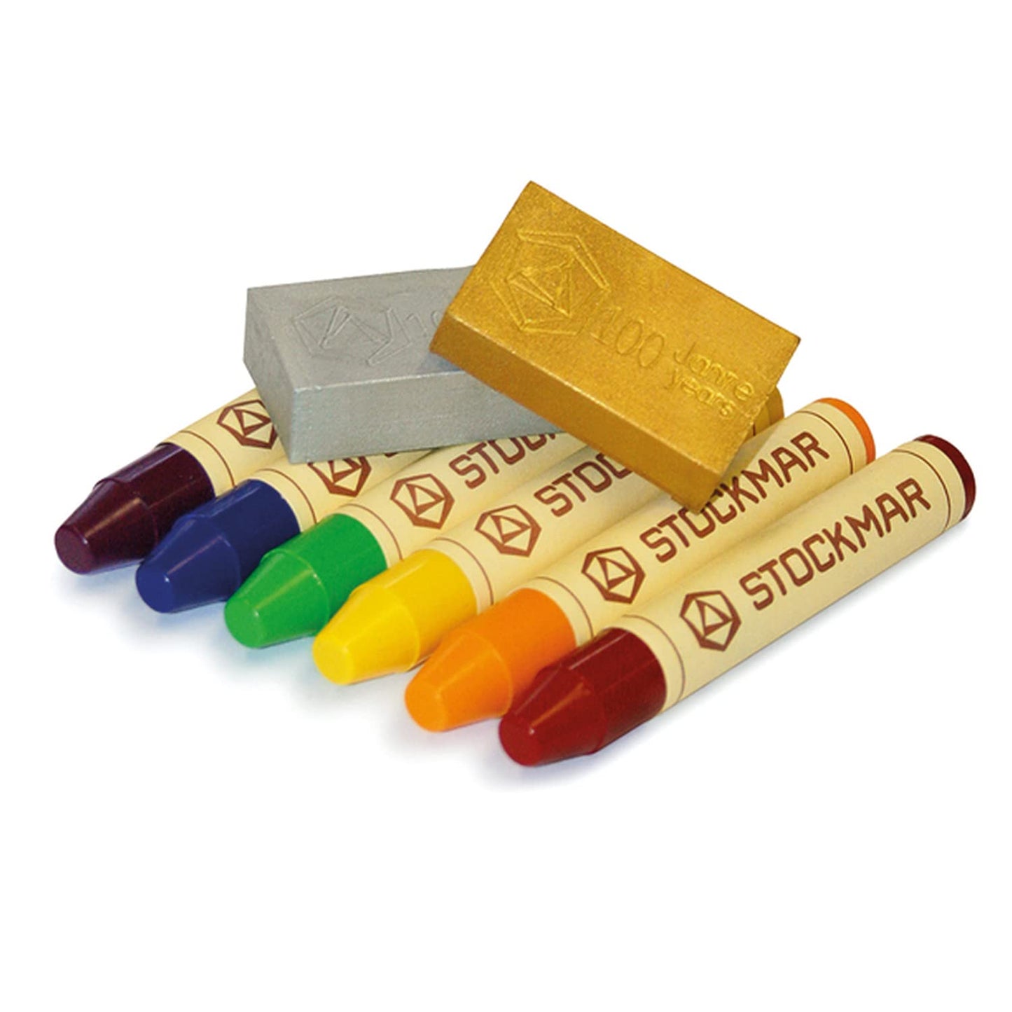 Stockmar Wax Crayons - Anniversary Rainbow Edition - 6 Sticks, 2 Blocks Wax Crayons, in Tin Case, Waldorf Art Supplies