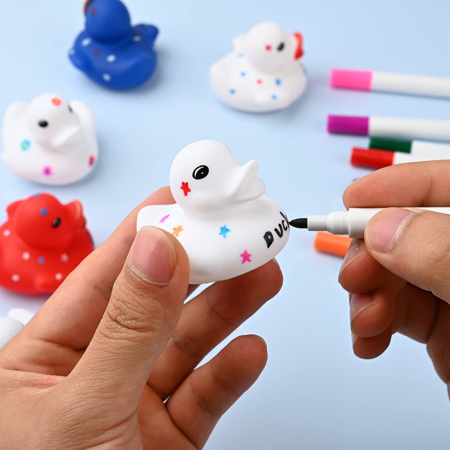 White Blank Rubber Ducks Diy, Float Bath Toy Squeaky Duckies With Waterproof Color Pens For Birthday Party Favors, Easter Party