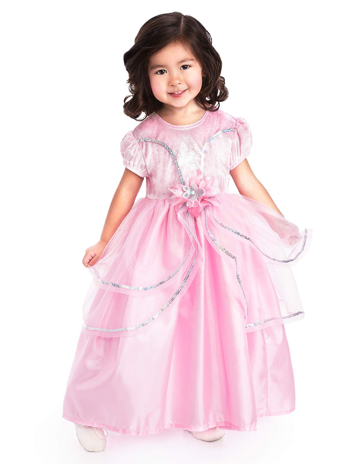 Little Adventures Royal Pink Princess Dress Up Costume For Girls (Large Age 5-7) - Machine Washable Child Pretend Play And Party Dress With No Glitter