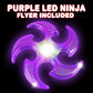 Artcreativity Light Up Ninja Flyers Set – Pack Of 2 Flying Ninja Stars For Kids – Light Up Flying Toys With Batteries – Fun Summer Toy And Gift For Kids – Orange And Purple Ninja Stars