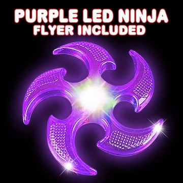 Artcreativity Light Up Ninja Flyers Set – Pack Of 2 Flying Ninja Stars For Kids – Light Up Flying Toys With Batteries – Fun Summer Toy And Gift For Kids – Orange And Purple Ninja Stars
