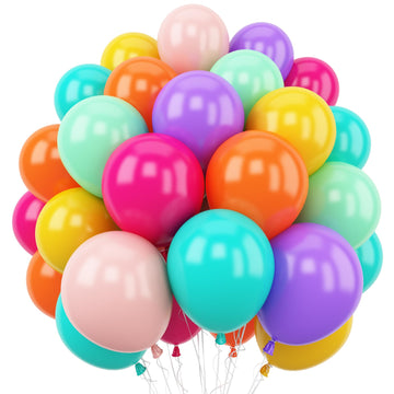 Colorful Balloons, 60Pcs Multicolor Latex Balloons Assorted Color Helium Balloons 12 Inch Blue Green Orange Yellow Pink Party Ba