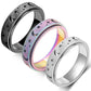 Fidget Toys Anxiety Ring for Women Stainless Steel Spinner Ring Fidget Rings Men Adult Silver Rainbow Black Color Pack Size 7