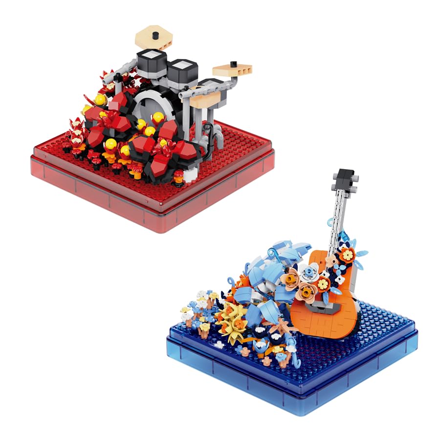 Musical Instruments Micro Blocks Building Sets,Classical Famous Building Block Set,1500 PCS for Adults and Kids,Guitar and Drum
