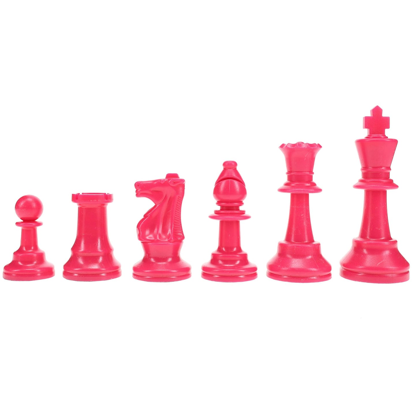 We Games Color Bright Plastic Staunton Tournament Chess Pieces With 3.75 In. King - Half Chess Set Of Chess Pieces Only, Pink